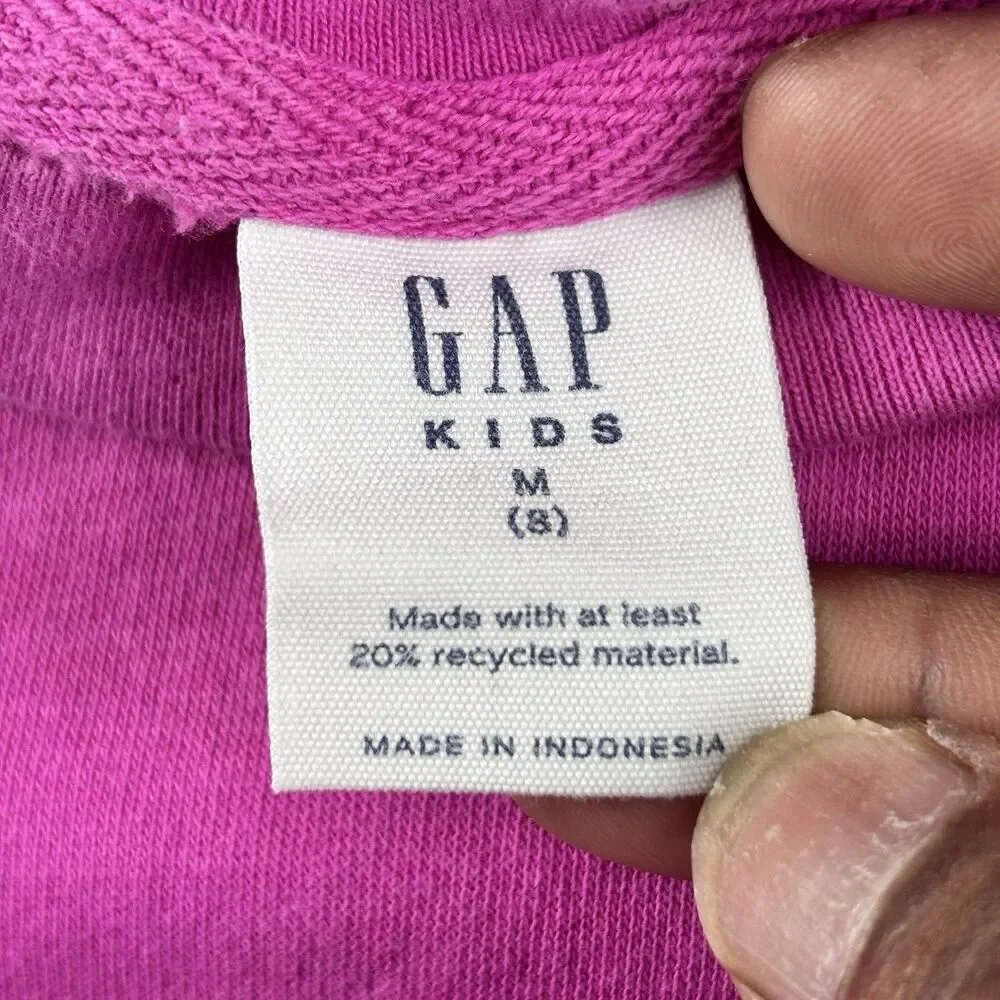 GAP Kids Sweatshirt M 8 Pink Palm Tree Graphic Crew Neck Magenta